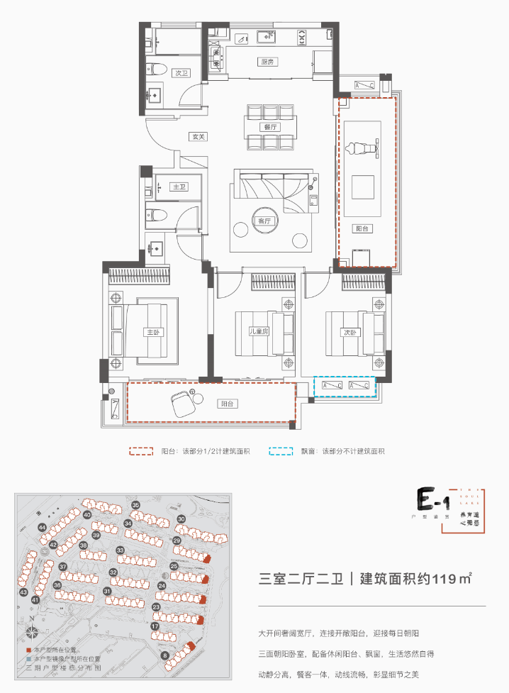 E-1户型三室二厅二卫